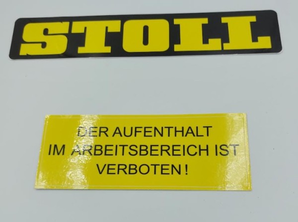 Aufklebersatz "Stoll", gelb, mit Warnhinweisen